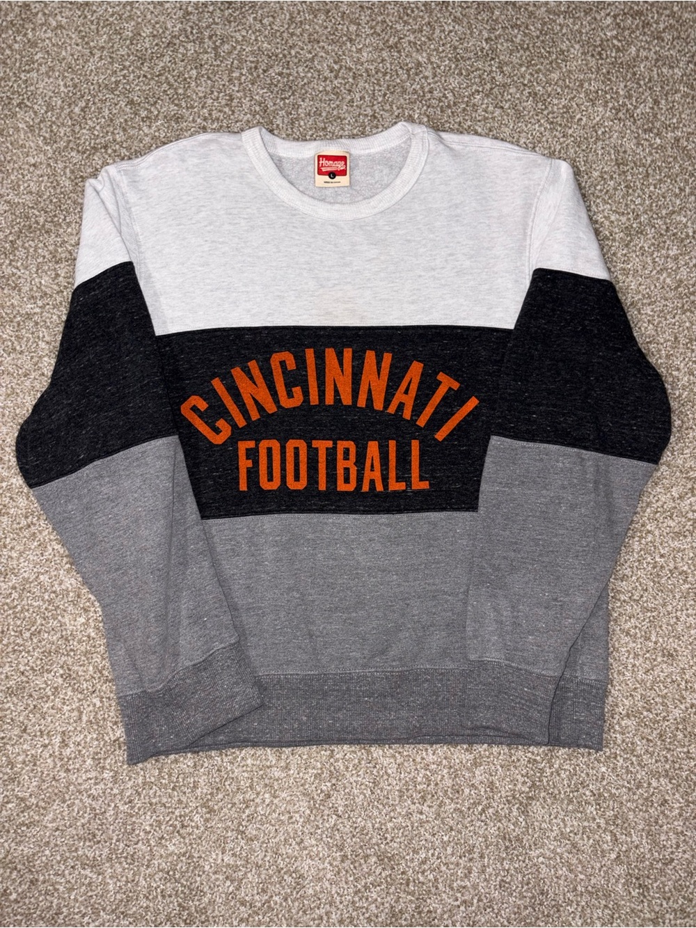 HOMAGE Cincinnati Football Colorblock Crewneck Sweatshirt Men’s L